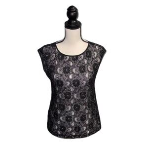 Eddie Bauer Black Cap Sleeve Blouse